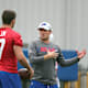 Bills rookie quarterback Josh Allen before practice with offensive assistant Shea Tierney.